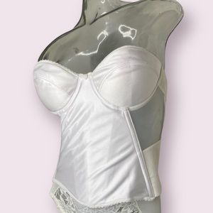 Vintage high-quality, full torso, white long line bra, or bustier